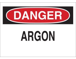 DANGER Argon Sign, 7" H x 10" W x 0.035" D, Aluminum