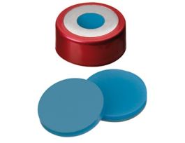 Red Aluminum/Stainless Steel, Magnetic Crimp Cap, 20 mm Dia., UltraClean Silicone/PTFE Septum; 1000/pk
