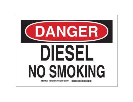 DANGER Diesel No Smoking Sign, 7" H x 10" W x 0.006" D, Polyester