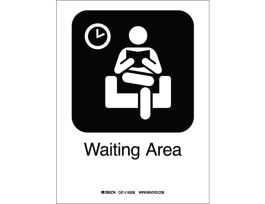 Waiting Area Sign, 10" H x 7" W x 0.006" D, Polyester