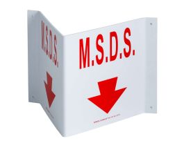 V MSDS Sign, 6" H x 9" W x 4" D