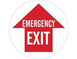 EMERGENCY EXIT Floor Sign, 17" Dia x 0.012" D