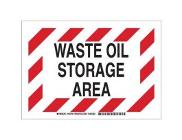 Waste Oil Storage Area Sign, 7" H x 10" W x 0.035" D, Aluminum