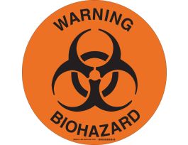 Anti Skid Floor Sign: Vinyl, Black On Orange, 17 In Diameter, Warning Biohazard, 17" Dia x 0.012" D, Black on Orange