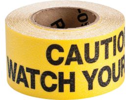 Hazard Marking Anti-Skid Tape Roll - Anti-Skid  Vinyl, CAUTION WATCH YOUR STEP, Black on Yellow, 3" x 54'