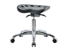 Sit-Stand Stool, Polyurethane, Desk Height, Black, Chrome Casters