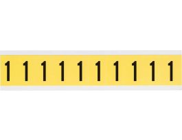 Repositionable Vinyl 1 in Black on Yellow, Numbers 1 Card of 10 Labels