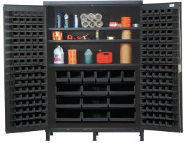 CABINET W/BK BINS AND SHELVES STEEL 60IN