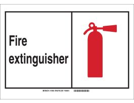 Fire Extinguisher Sign, 5" H x 7" W x 0.06" D, Black/Red/White, Polystyrene