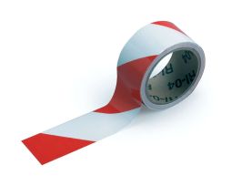 Marking Tape Roll - High Performance  Vinyl, Diagonal Stripes, Red on White, 2" x 18 yd