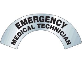 Bradylite EMERGENCY MEDICAL TECHNICIAN Hard Hat Label, 3" H x 6.875" W, Each, Black on Silver