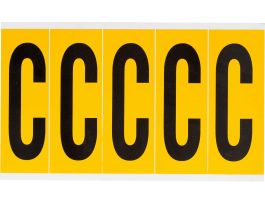 Outdoor Vinyl 3.875 in Black on Yellow Letters C Card of 5 Labels