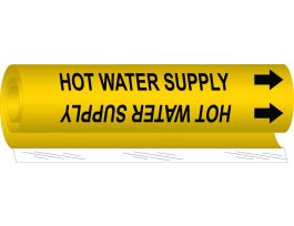 Hot Water Supply Pipe Marker, 9" H x 8" W, Fits Pipes 1.5" Dia. Thru 2.375" Dia.