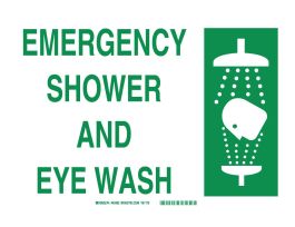 Emergency Shower & Eye Wash Emergency Shower And Eye Wash Sign, 10" H x 14" W x 0.035" D, Aluminum