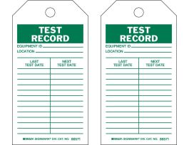 Test Record TEST RECORD Heavy Duty Polyester 5.75 x 3  Green on White 10/PK