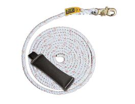 3M™ DBI-SALA® Rope Lifeline with Snap Hook and Counterweight 1203000, 5/8 in Polyester and Polypropylene Blend, White, 50 ft
