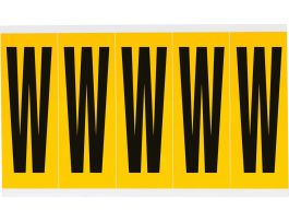 Outdoor Vinyl 3.875 in Black on Yellow Letters W Card of 5 Labels