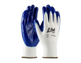G-Tek, 13G Wht. Nylon Shell, Bl. Solid Nitrile Coated Palm