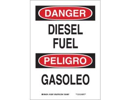 Bilingual DANGER Diesel Fuel Sign, 14" H x 10" W x 0.06" D, Polystyrene