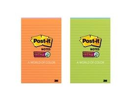 Post-it® Super Sticky Notes 5845-SS, 5 in x 8 in (127 mm x 203 mm) Energy Boost, Lined, 2 Pads/Pack