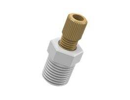 Tubing Adapter, 4.0 mm OD x 1/4" NPT(M), Brown PEEK Nut, White PCTFE Ferrule; 1/EA