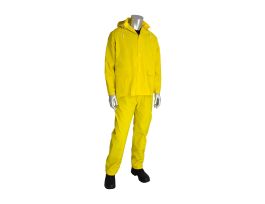 Rainsuit 3pc. .35mm PVC/Polyester, Hood, Self Collar, Ylw