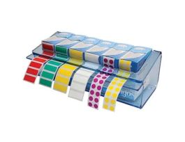 Strip- and Dot-Style Label Dispenser, Blue Acrylic