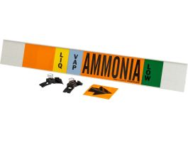 LIQVAP AMMONIA LOW Pipe Marker, 4" H x 24" W, Fits Pipes 8" Dia. or Larger