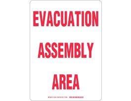 EVACUATION ASSEMBLY AREA Sign, 14" H x 10" W x 0.06" D
