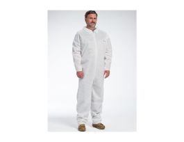 PosiWear M3 White Basic Coverall, Zipper Front and Collar , MD