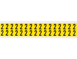 Repositionable Vinyl 0.625 in Black on Yellow, Numbers 2 Card of 32 Labels
