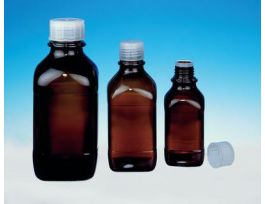 BOTTLE AMBER GLASS SQUARE 1L