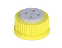 Solvent Delivery Cap with FFKM Air Inlet Valve, Four 1/4-28 ports, GL45; 1/EA