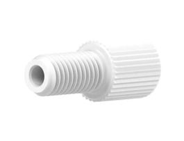 Flangeless Male Nut, Standard Knurl, White Acetal, 1/8" OD Tubing, 1/4-28 Flat-Bottom; 1/EA