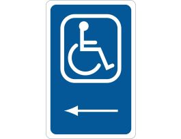 Handicapped With Left Arrow Picto Sign, 18" H x 12" W x .035" D, Aluminum