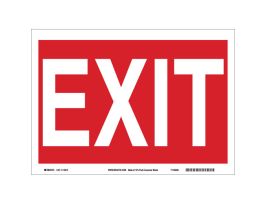 Exit Sign, 10" H x 14" W x 0.055" D, White on Red