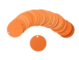 Blank Valve Tags, 1-1/2" Dia, Aluminum, Orange