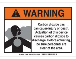 WARNING Carbon Dioxide Gas Can Cause Injury Or Death... Sign, 7" H x 10" W x 0.1" D, Fiberglass