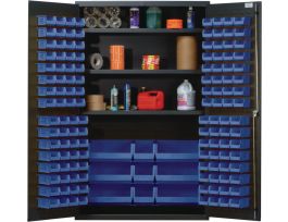 CABINET W/137 BLUE BINS STEEL 48X24X78IN