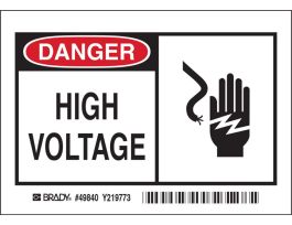 DANGER High Voltage Alert Signs 5/Package Sign, 3.5" H x 5" W x 0.006" D, Polyester