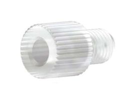 Threaded Adapter, PCTFE, 0.040" ID, 1/4-28 Flat Bottom (F) to 5/16-24 Flat Bottom (M)