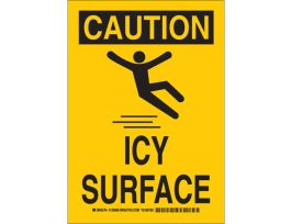 CAUTION Icy Surface Sign, 14" H x 10" W x 0.006" D, Polyester