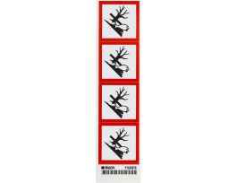 GHS Environmental Picto Labels: Paper, Black/Red on White, 2" H x 2" W