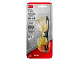3M™ Safety Eyewear Amber Comfort 90211-HV6-NA, Black Frame Yellow Accent, AF & Scratch Resistant Lens, 6 ea/case