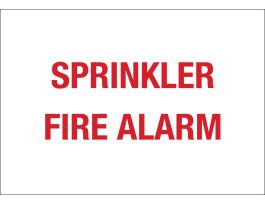 Sprinkler Fire Alarm Sign, 10" H x 14" W x 0.035" D, Red on White, Aluminum