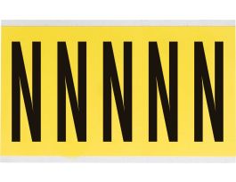Repositionable Vinyl 4 in Black on Yellow, Letters N Card of 5 Labels