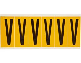 Outdoor Vinyl 3 in Black on Yellow Letters V Card of 6 Labels