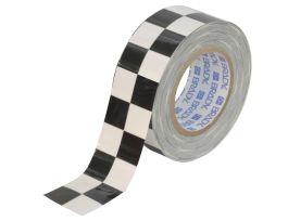 ToughStripe® Floor Marking Tape Roll -  Polyester, Checkered, Black on White, 2" x 100'