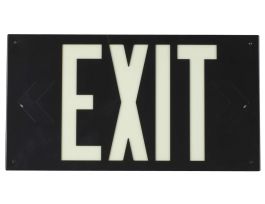 BradyGlo Exit Sign, 8.25" H x 15.25" W x 0.25" D, Glow on Black