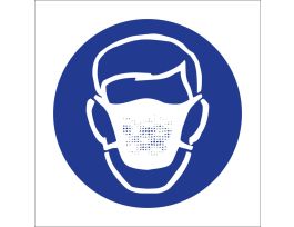 Dust Mask Symbol Labels, 1.5" H x 1.5" W x 0.004" D, Card of 9 Labels, Blue on White